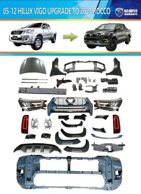 ด้านหน้าด้านหลังกันชนรถ Body Kit สำหรับ Toyota Hilux Vigo 05-14 อัพเกรด 2021 Rocco