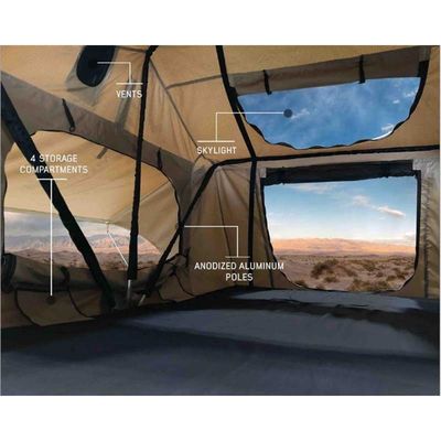 4x4 ผ้ากันฝนอลูมิเนียมท่องเที่ยวแคมป์ปิ้ง Suv รถ Soft Shell บนชั้นดาดฟ้าเต็นท์พร้อม Skylight